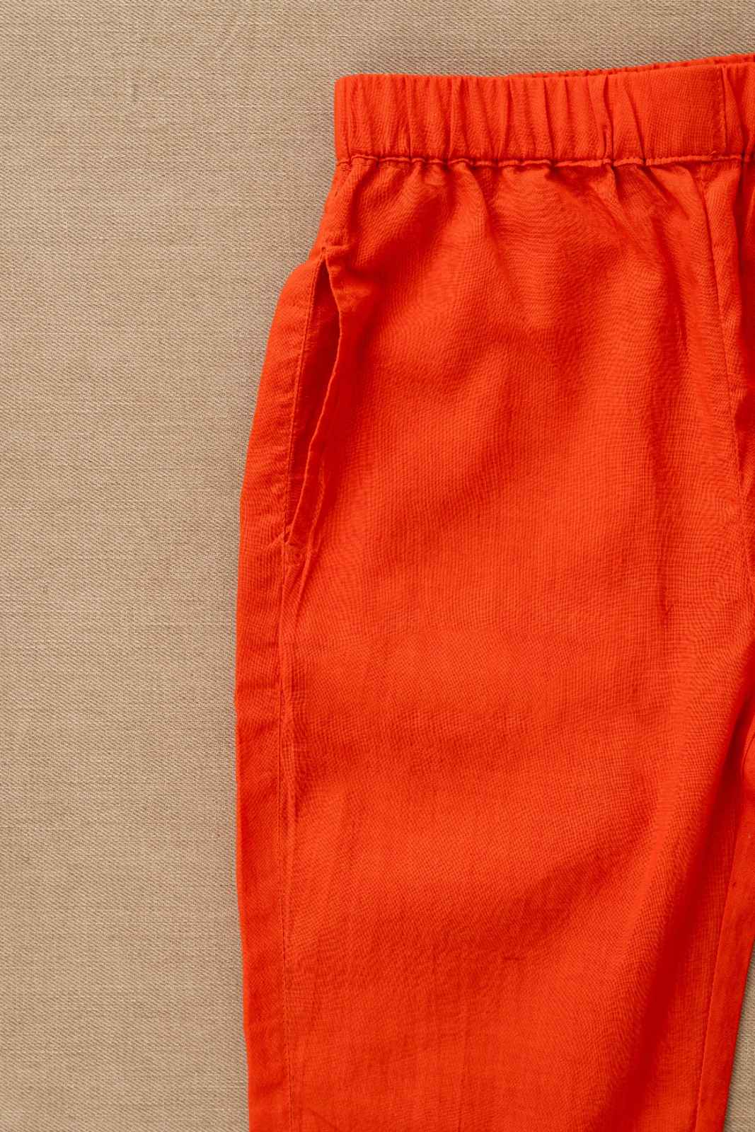 Orange Pichwai Print Kurta & Pant Set