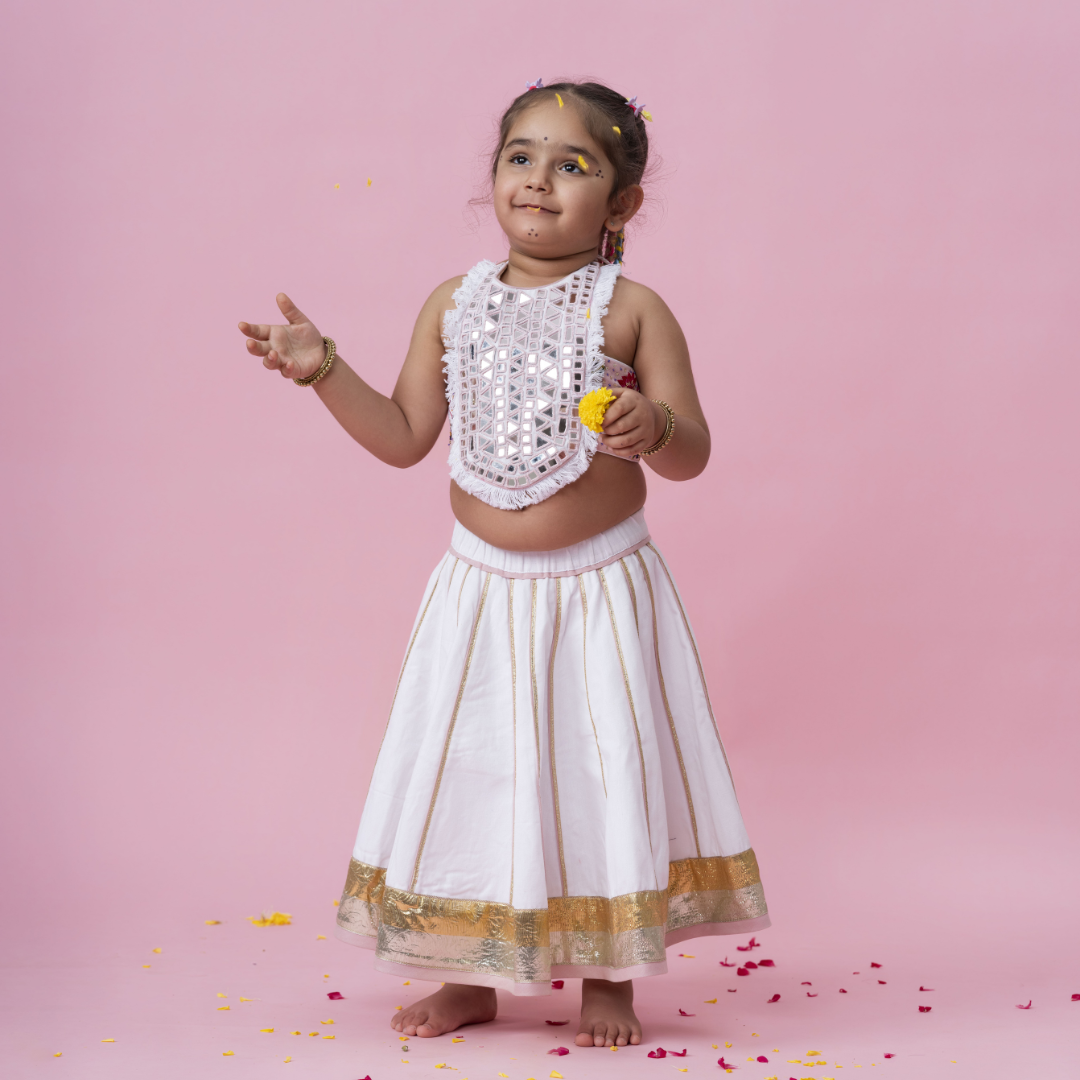 White and baby pink chaniya choli