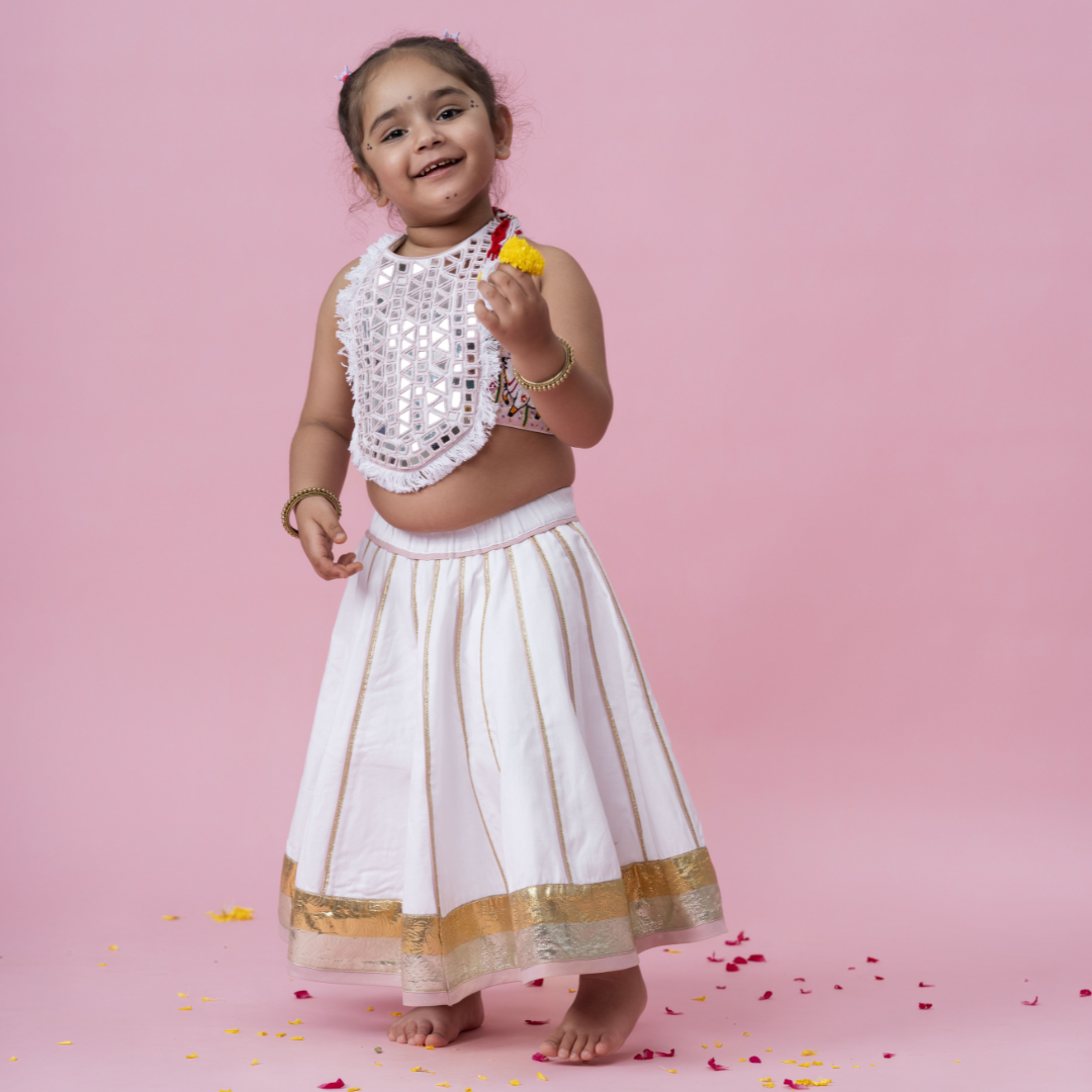 White and baby pink chaniya choli