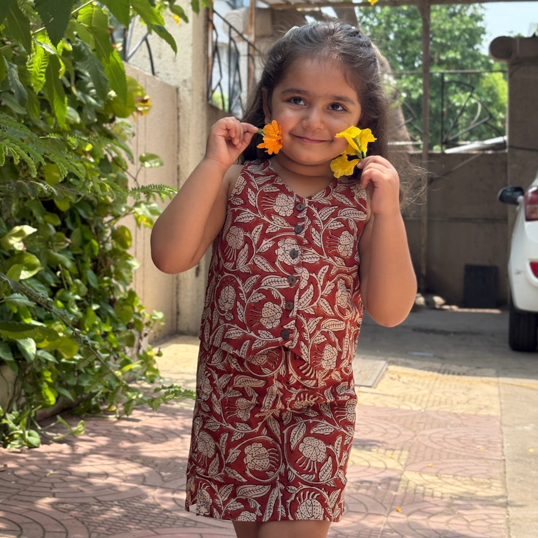 Kalamkari Charm vest top & skirt set