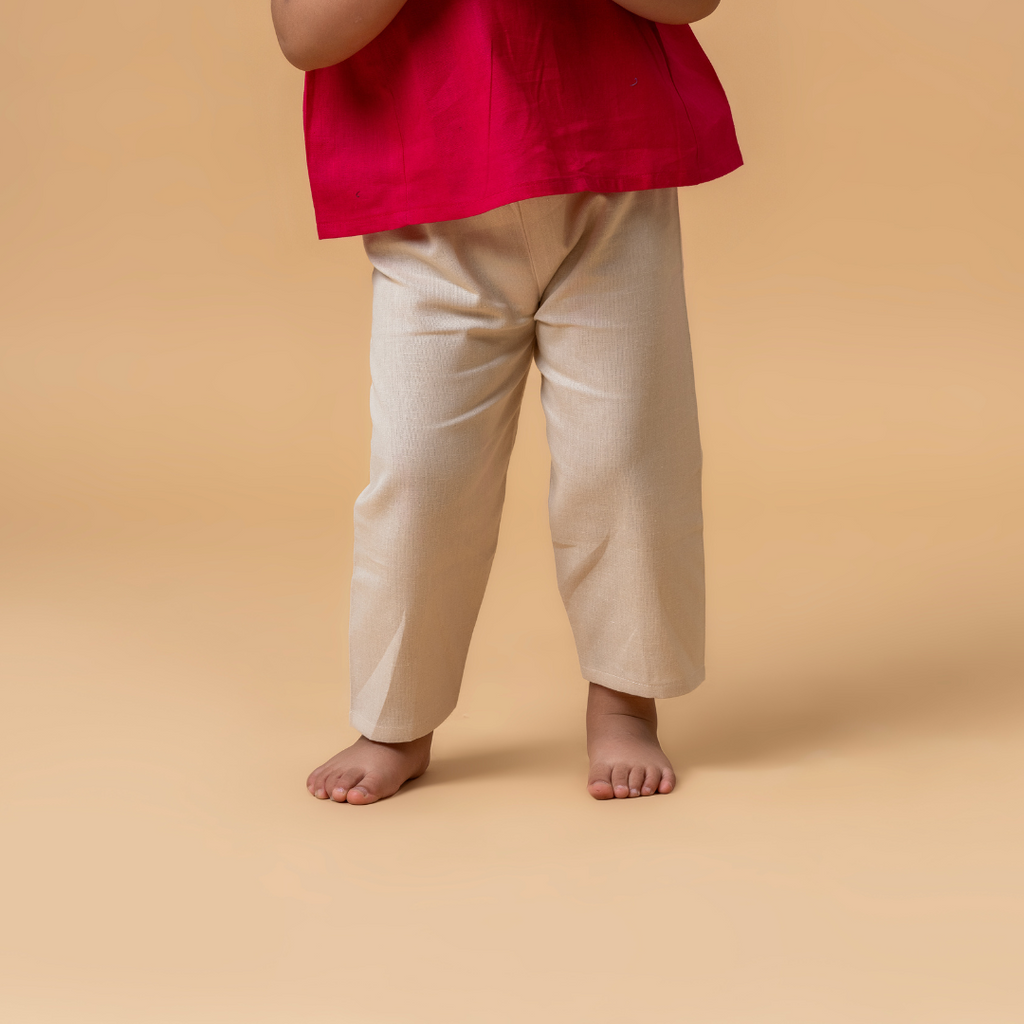 Beige Linen Unisex Pant