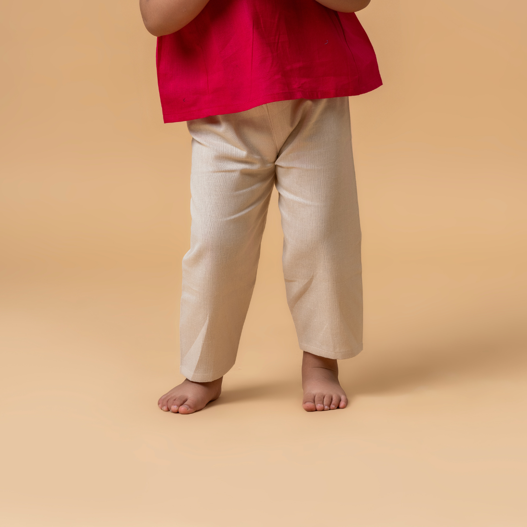 Beige Linen Unisex Pant