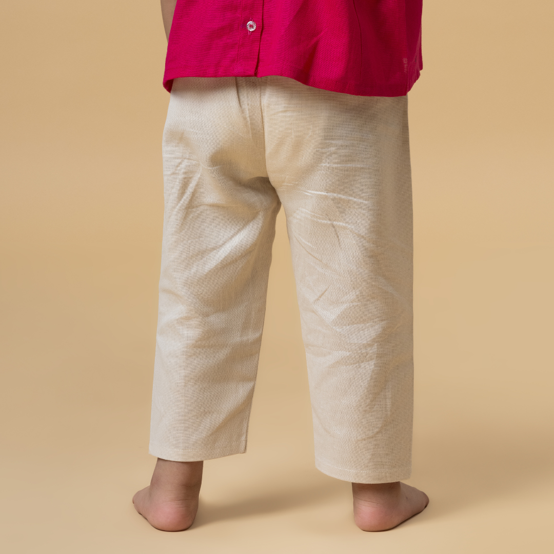 Beige Linen Unisex Pant