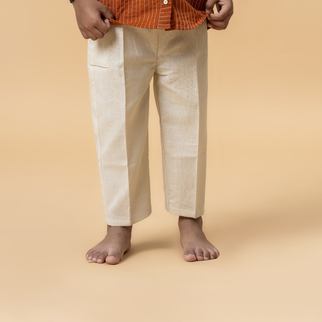 Beige Linen Unisex Pant