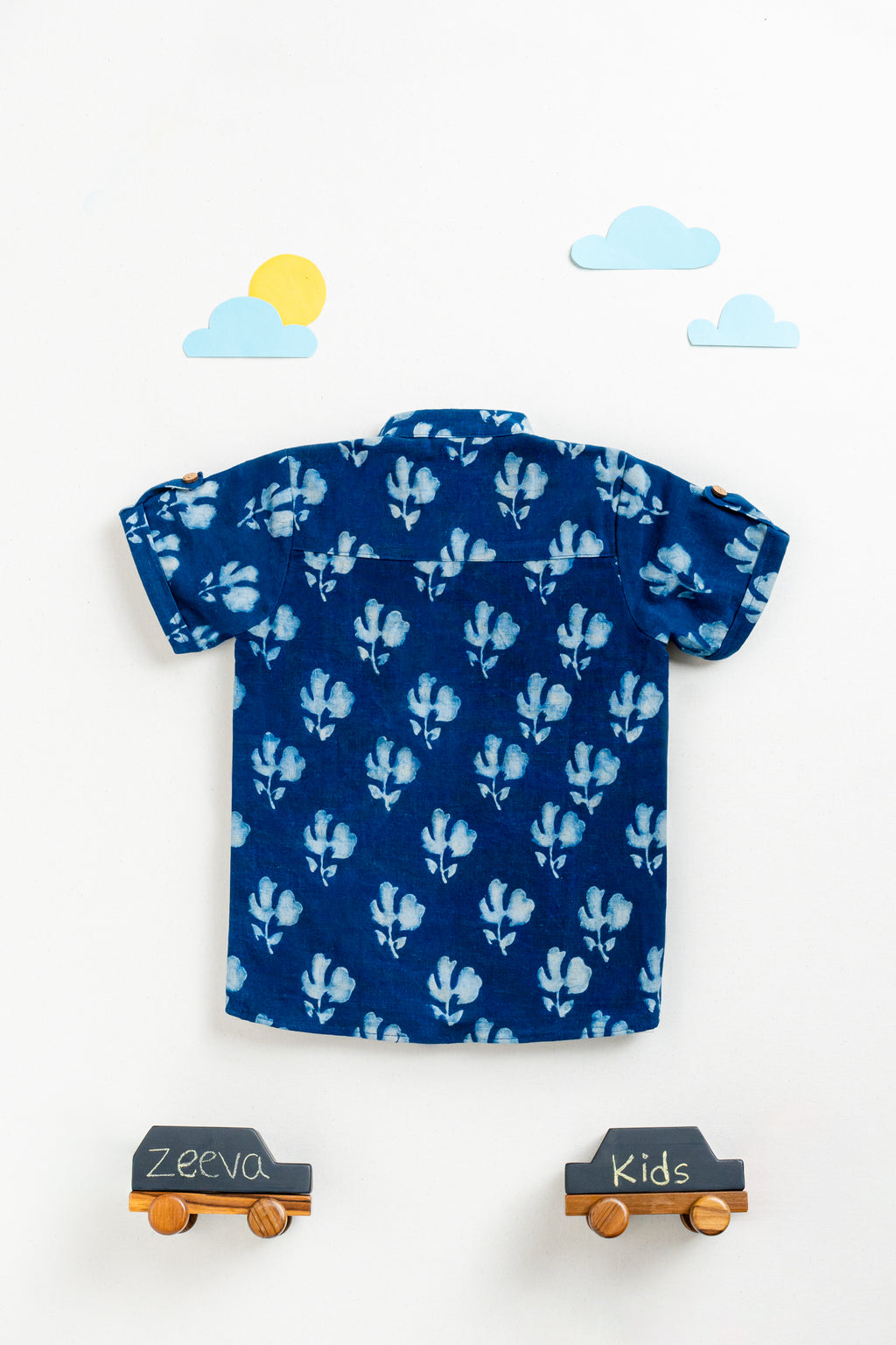 Blue dabu slub cotton kurta