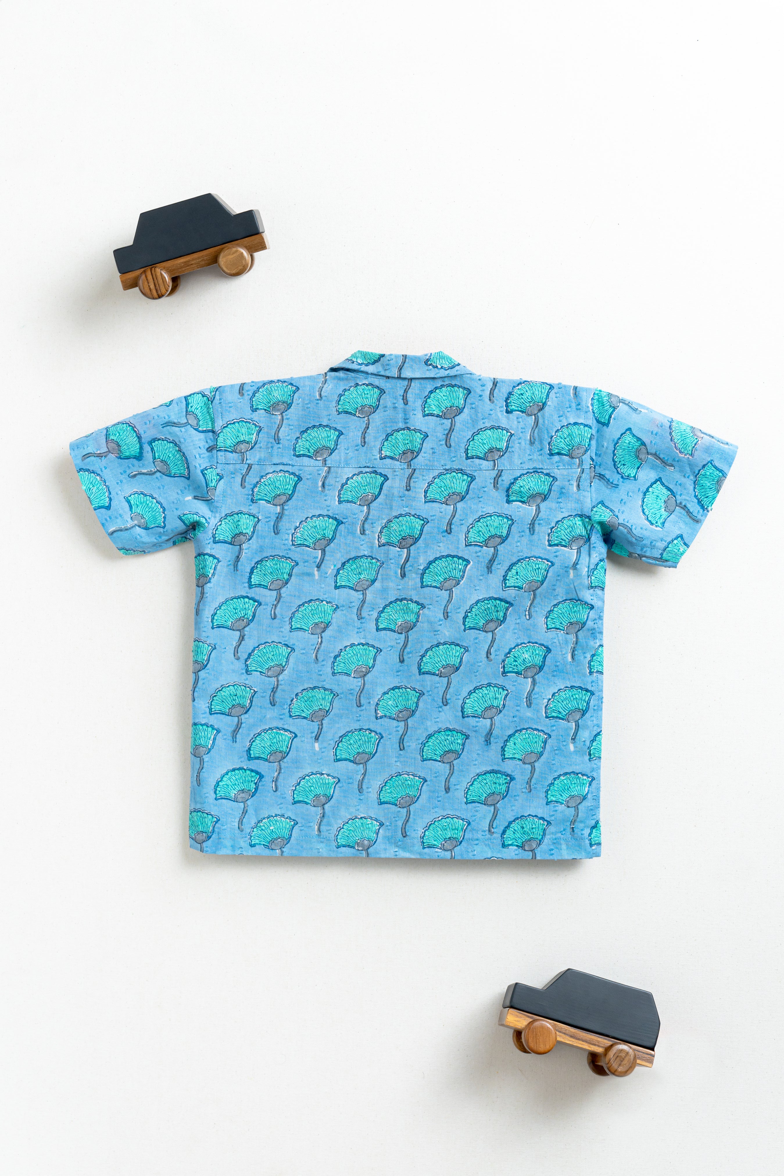 Blue Block print dobby cotton shirt