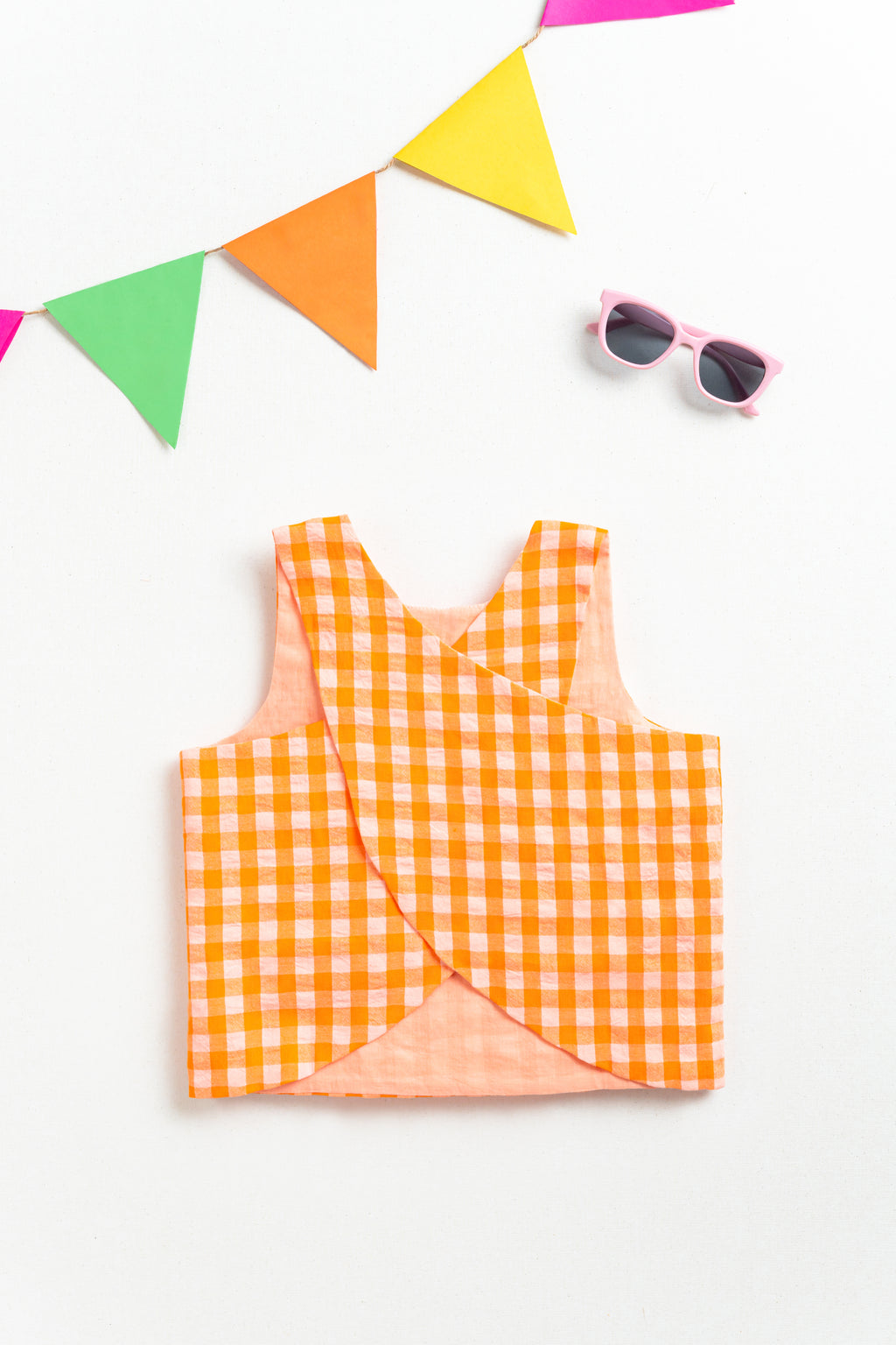 Sunset Gingham Wrap Top