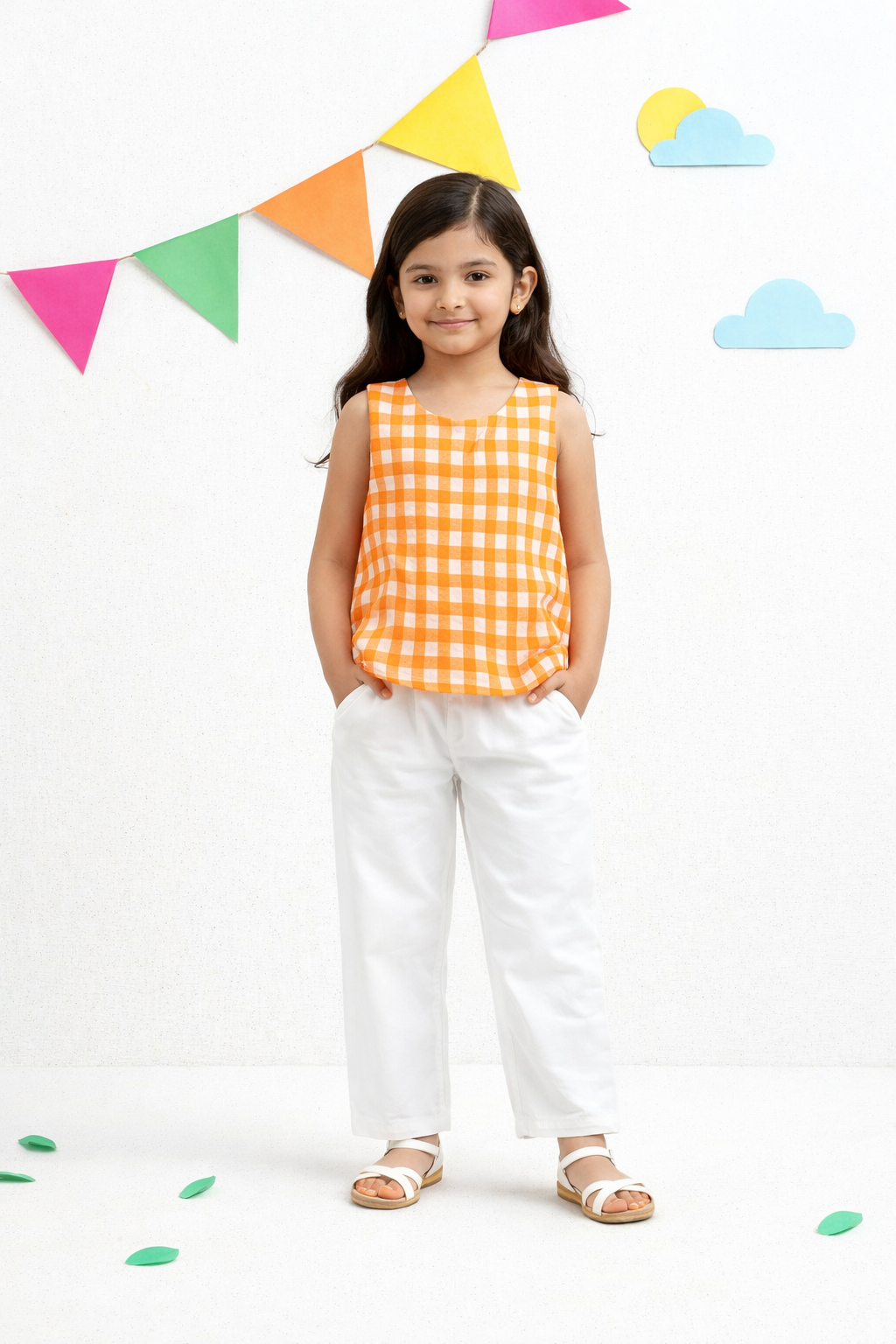 Sunset Gingham Wrap Top