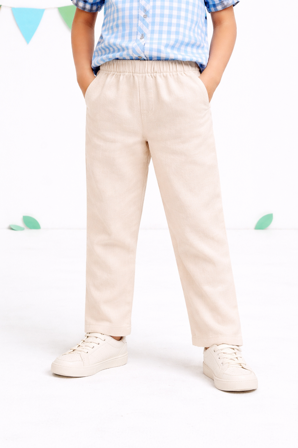 Beige Linen Unisex Pant