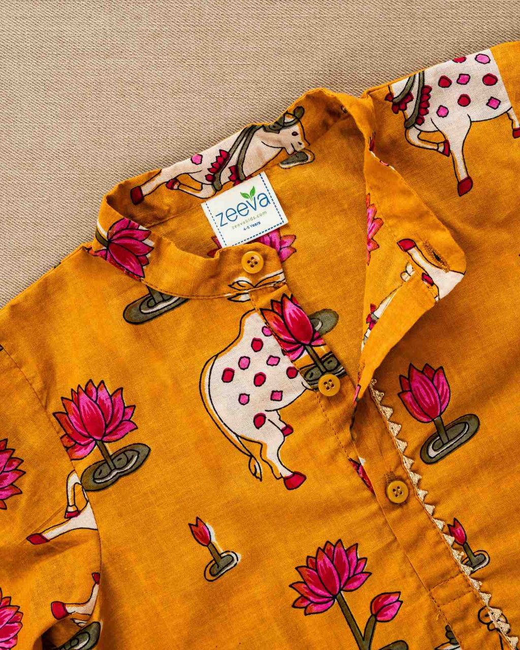 Yellow Pichwai Print Kurta & Pant Set