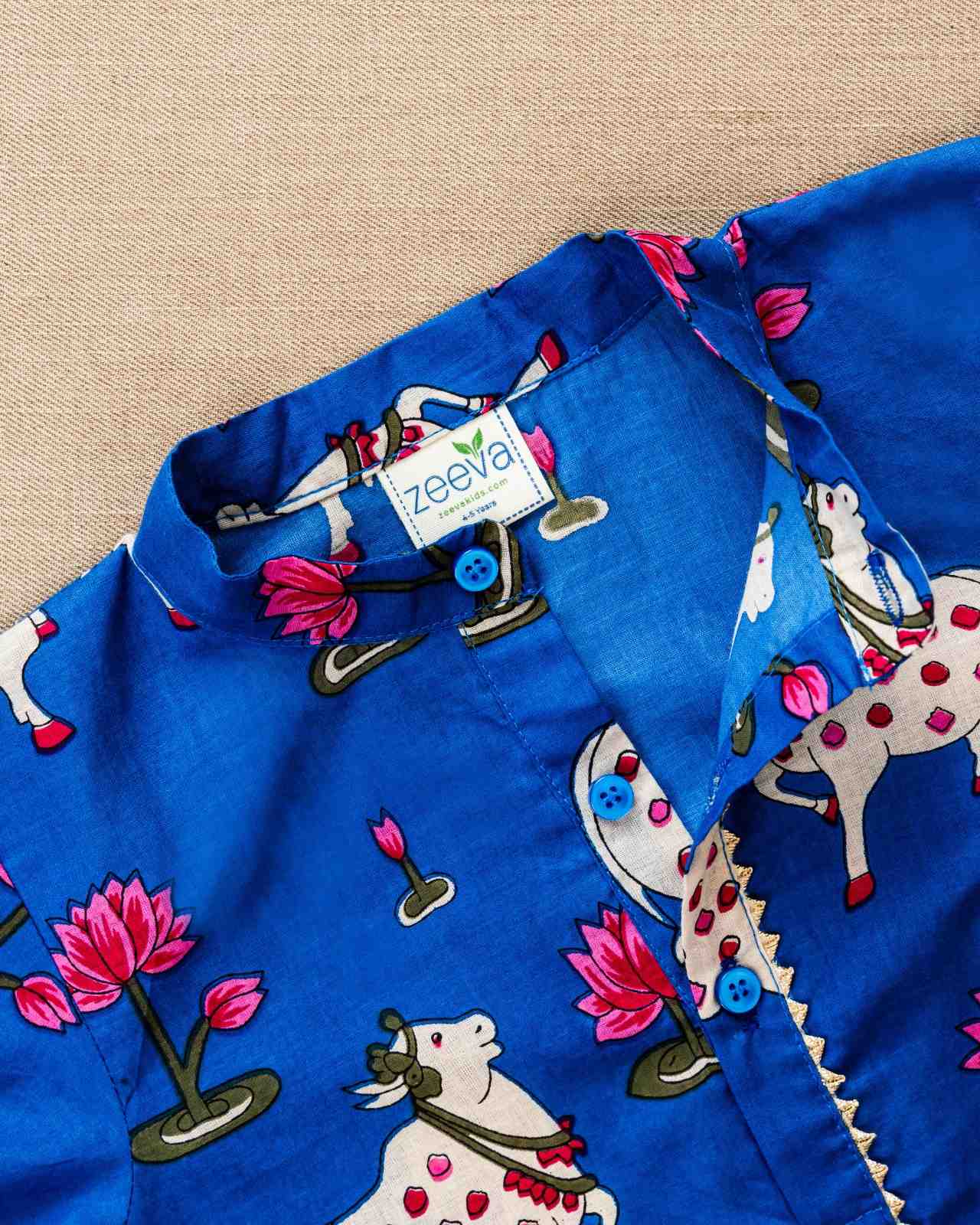 Royal Blue Pichwai Print Kurta & Pant Set