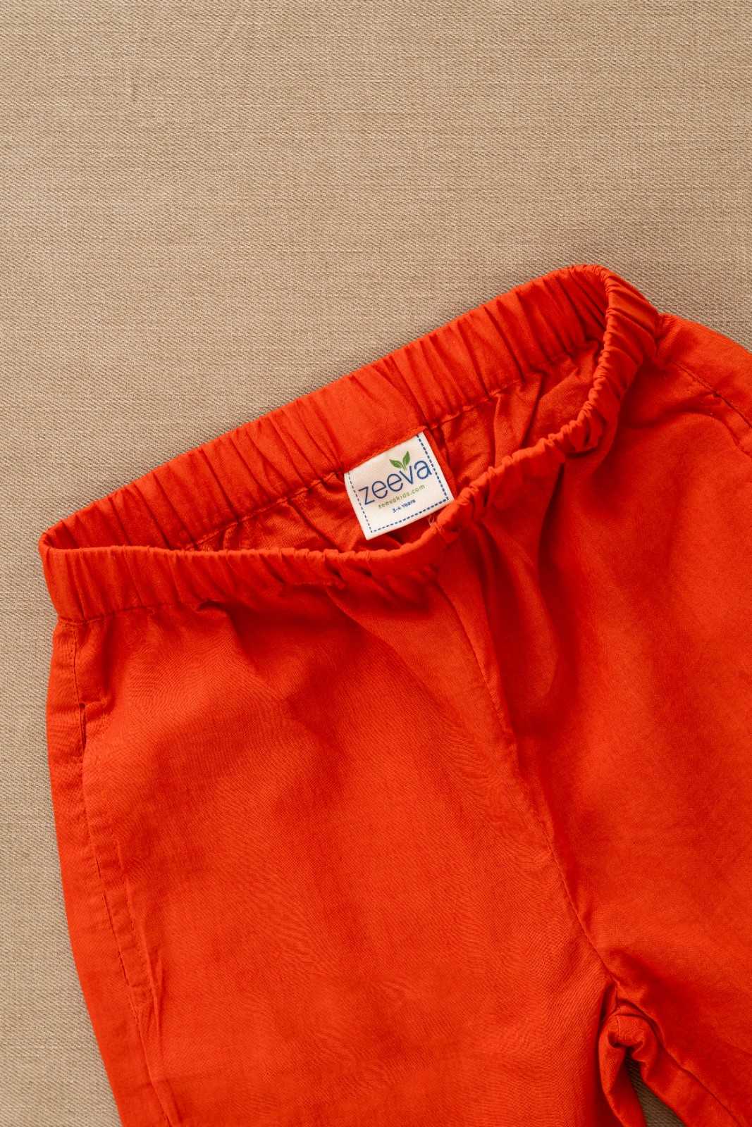 Orange Pichwai Print Kurta & Pant Set