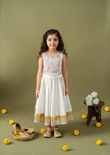 White and baby pink chaniya choli