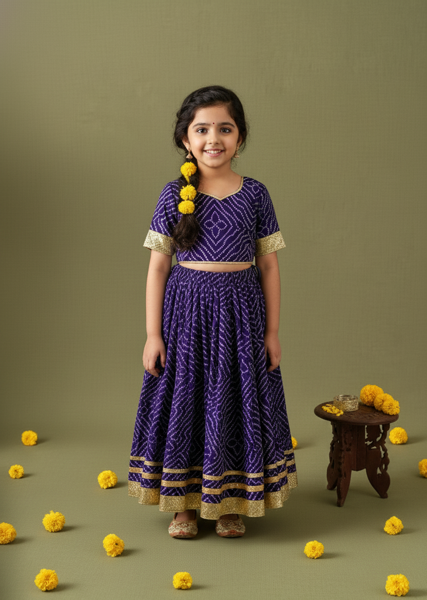 Purple Bandhani Chaniya Choli
