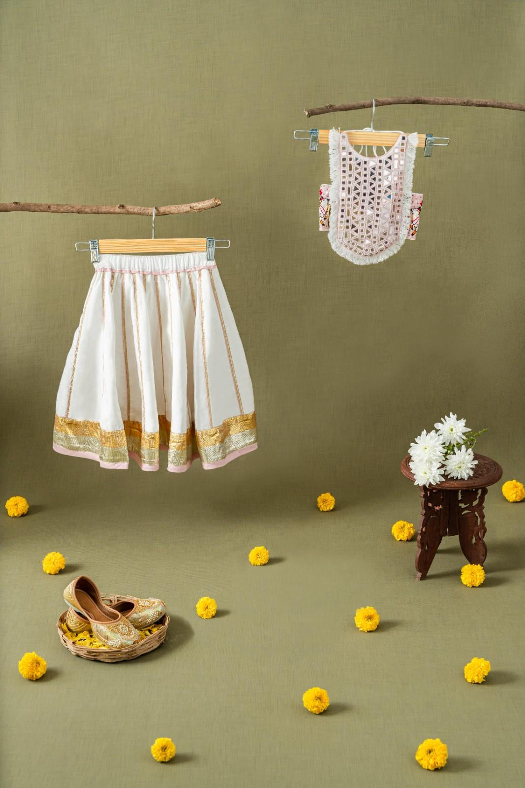 White and baby pink chaniya choli