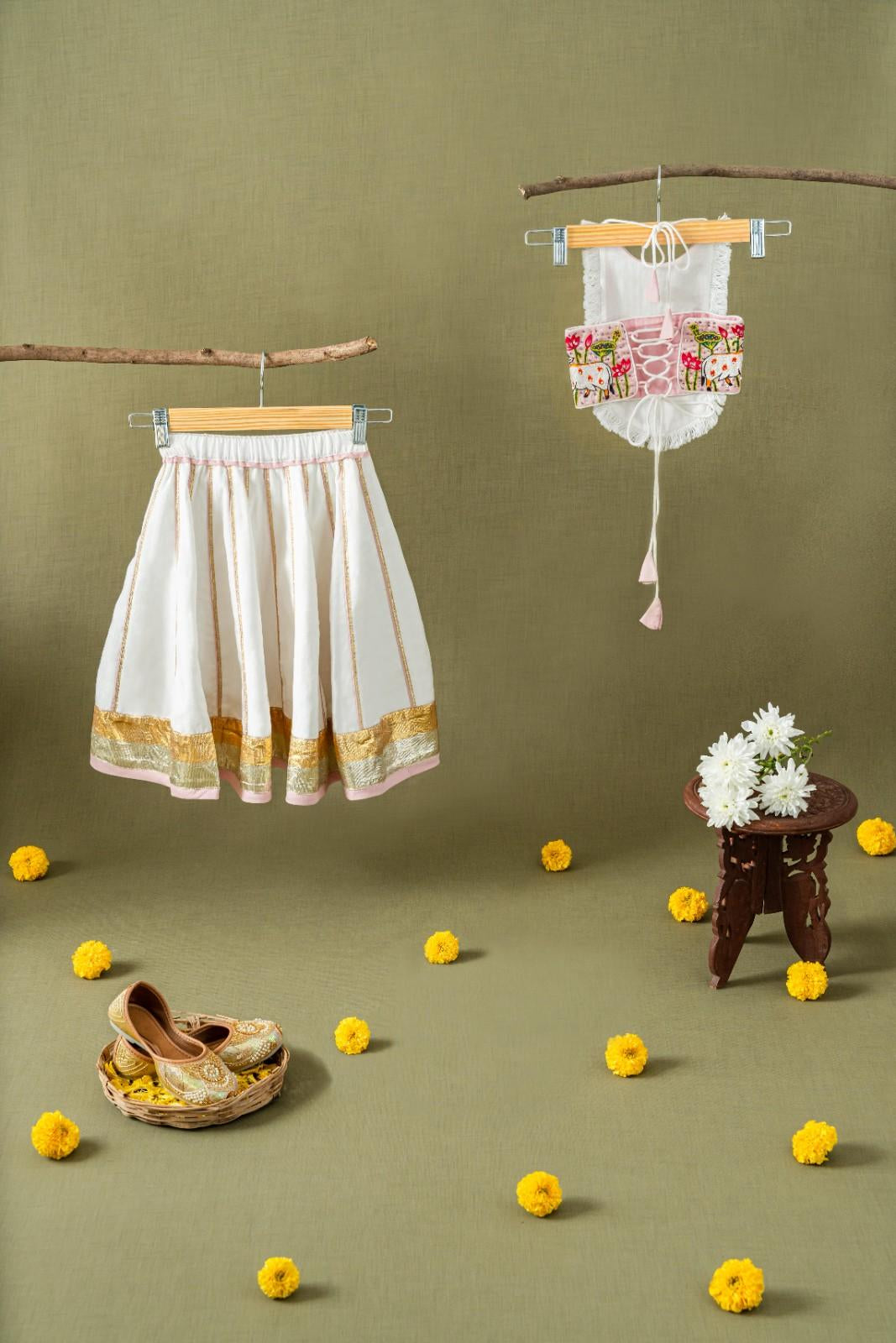 White and baby pink chaniya choli